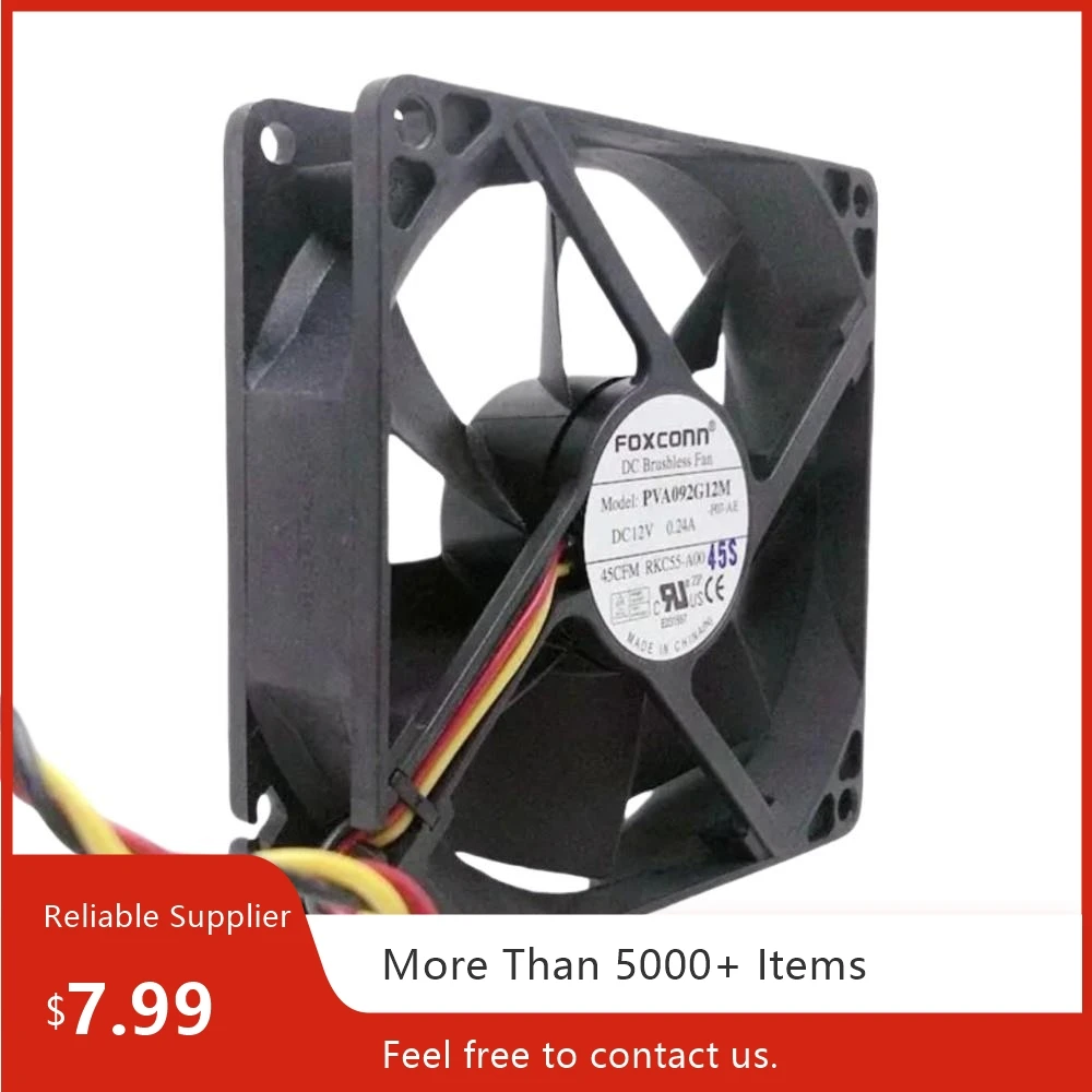 for FOXCONN PVA092G12M 92mm 9025 12V 3-Pin Hydraulic Bearing Cooling Fan for PC Case, CPU, Server