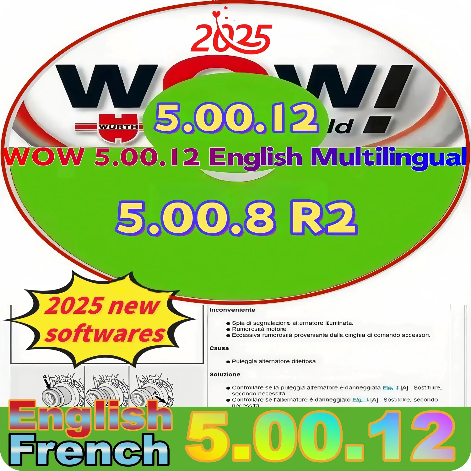 

Wurth WOW 2024 ремонтное программное обеспечение V5.00.12 и 5.00.8 R2 многоязычный диагностический инструмент для диагностического программного обеспечения wowwurth
