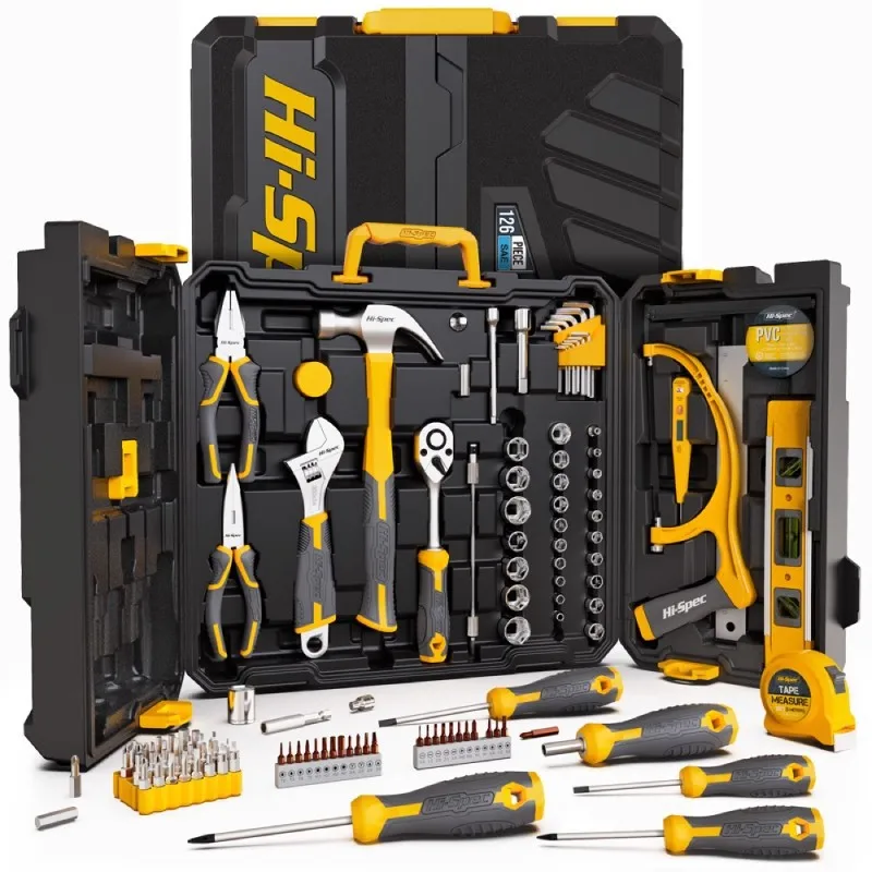 

Household Tool Set Yellow Gray Series Screwdriver Movable Wrench Auto Repair Home Improvement