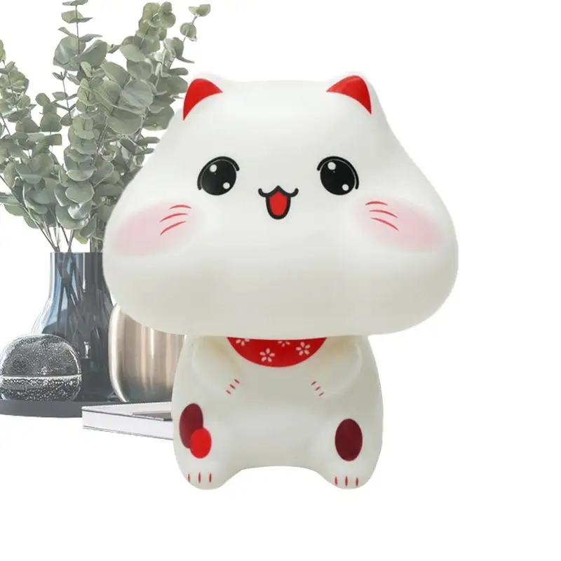 Fortune Cat Car Statue ABS Multifunctional Auto Solar Powered Dashboard Ornament Shaking Head Figurine Decoration Cars Accessory