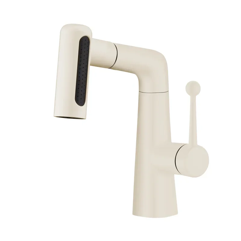 Dopamine Color Lift Pull Out Basin Faucet Hot Cold Mixer Tap Height Adjustable Telescopic Bathroom Vanity Sink Faucet Modern