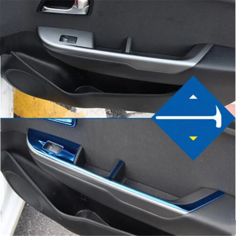 EAZYZKING Car styling stainless steel door panel armrest handle sticker auto accessories case for KIA Rio K2 2012-2016