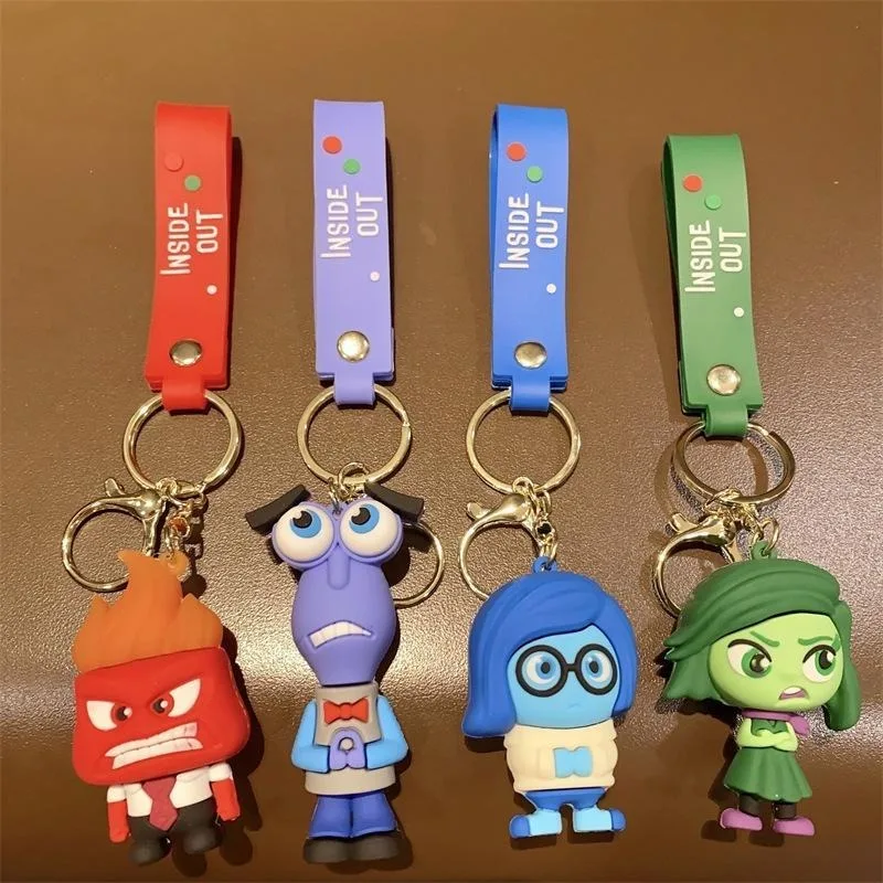 Disney Inside Out Sadness Disgust Fear Anime Cartoon Cute 3D Silicone Keychain Creative Kawaii Bag Pendant Couple Gift Wholesale