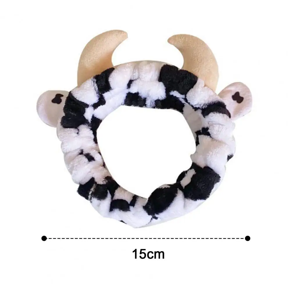 Headband Soft Fluffy Cow Headband for Women Adjustable Spa Makeup Hair Band Cute Skincare Headband for Girls Facial for Washing