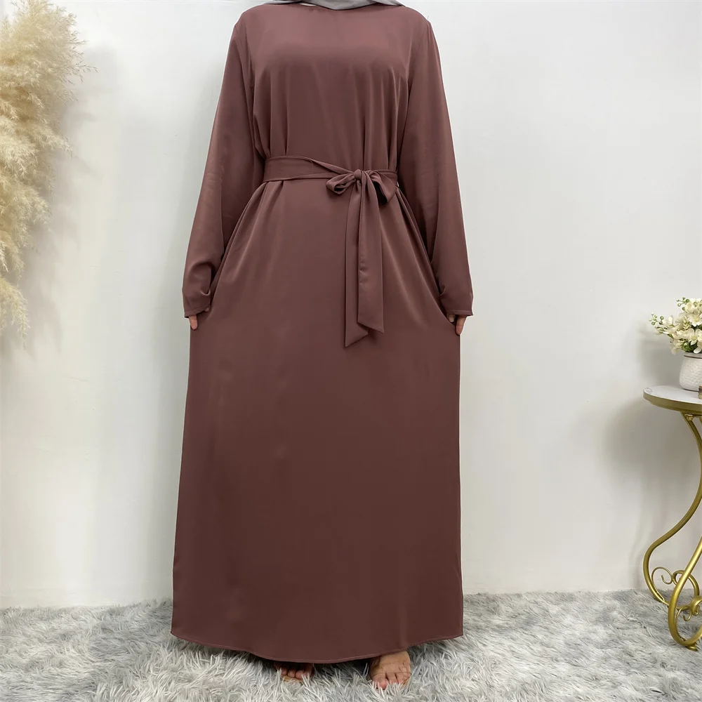 عباية إسلامية موضة جديدة فستان ساخن تركيا العربية دبي رداء بلون سادة مع جيوب فستان نسائي طويل 32