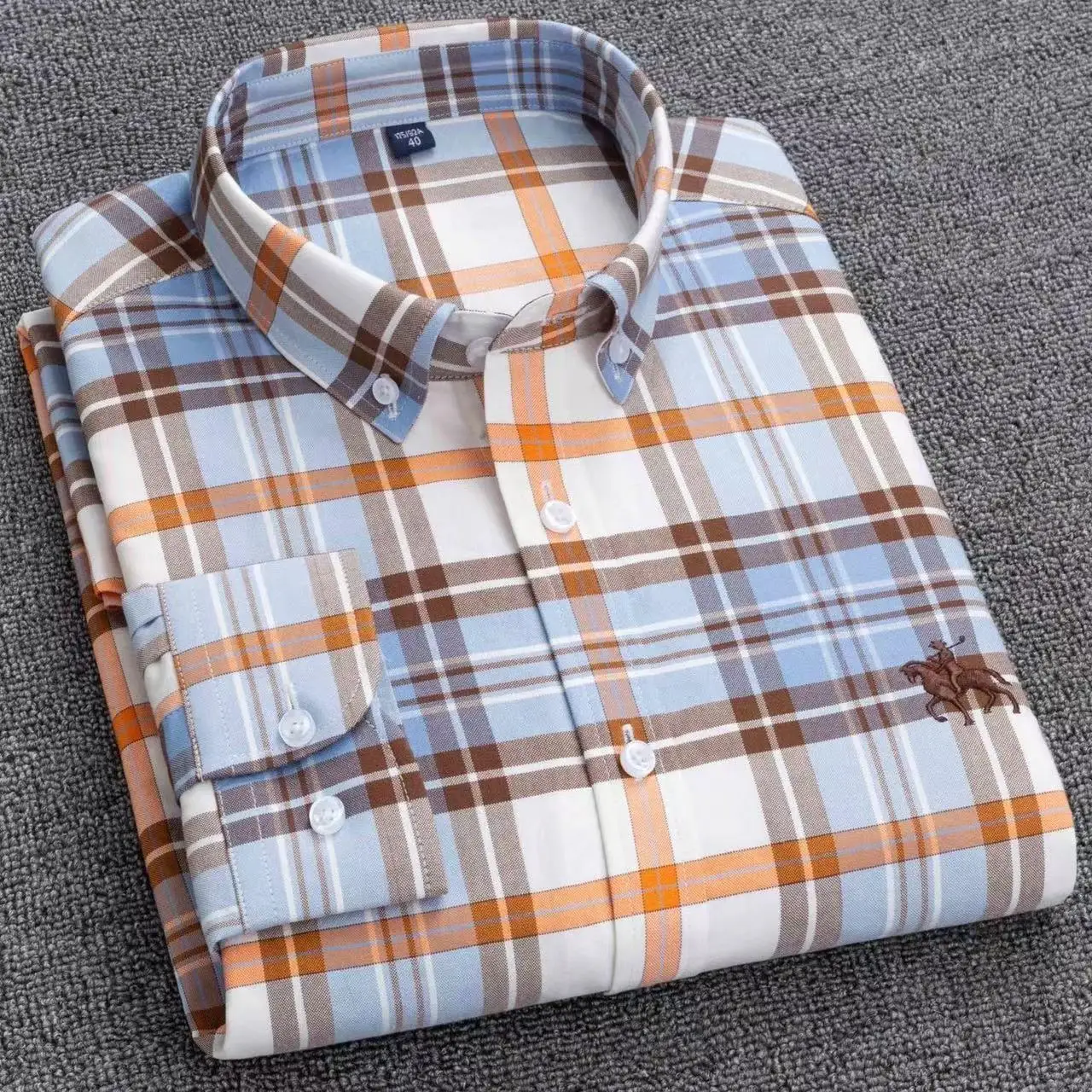 

New Fashion Men's 100% Oxford Cotton Shirt Classic Plaid Autumn Long Sleeve Business Work Top Youth Dating Plus Size 5XL-6XL