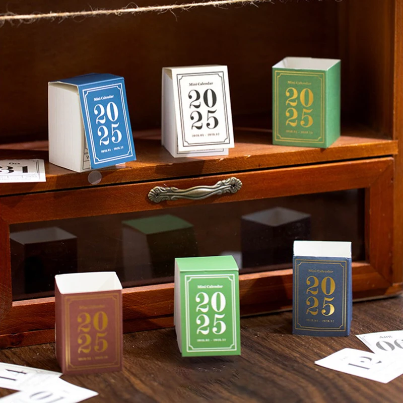 2025 portátil mini calendário livro calendários rasgáveis calendários vintage simples mesa calendário planejador material de escritório presentes