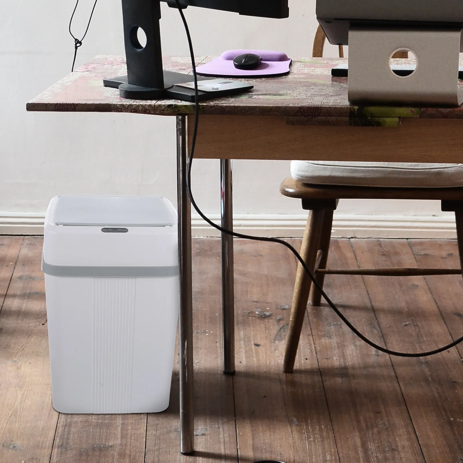 

Smart Trash Can Automatic Motion Sensor Garbage Bin Plastic Intelligent Induction Waste Container for Bathroom Kitchen Bedroom