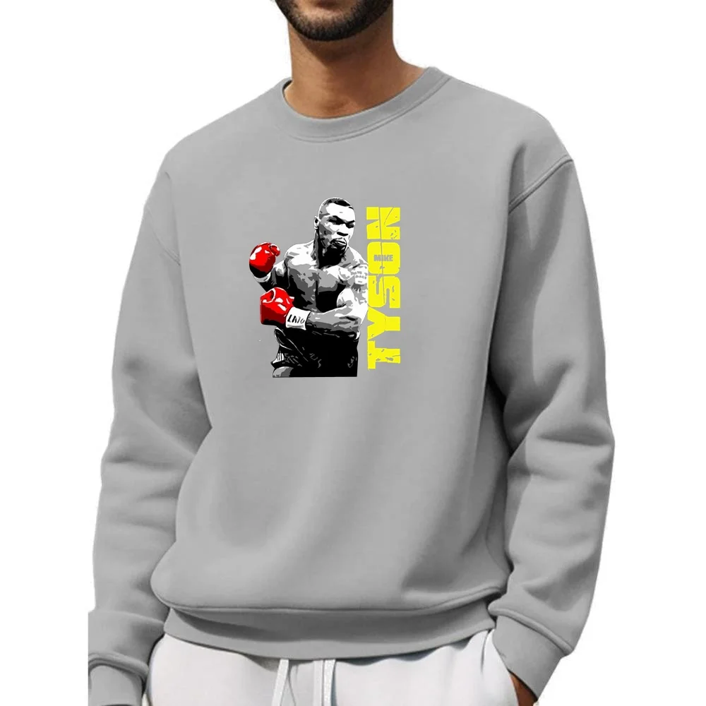 Felpa con cappuccio da uomo da boxe retrò abbigliamento sportivo Cardigan girocollo Mike Tyson boxe uomo maglione in pile Pullover SPORTWEAR S-XXXL