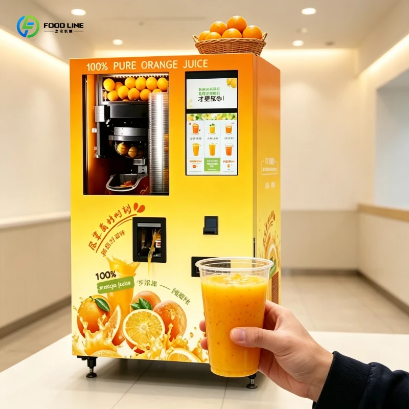 Fresh Orange Juice Vending Machine, Multilingual Touch Juicer with Tourist-Friendly UI, Ideal for Cruise Terminal