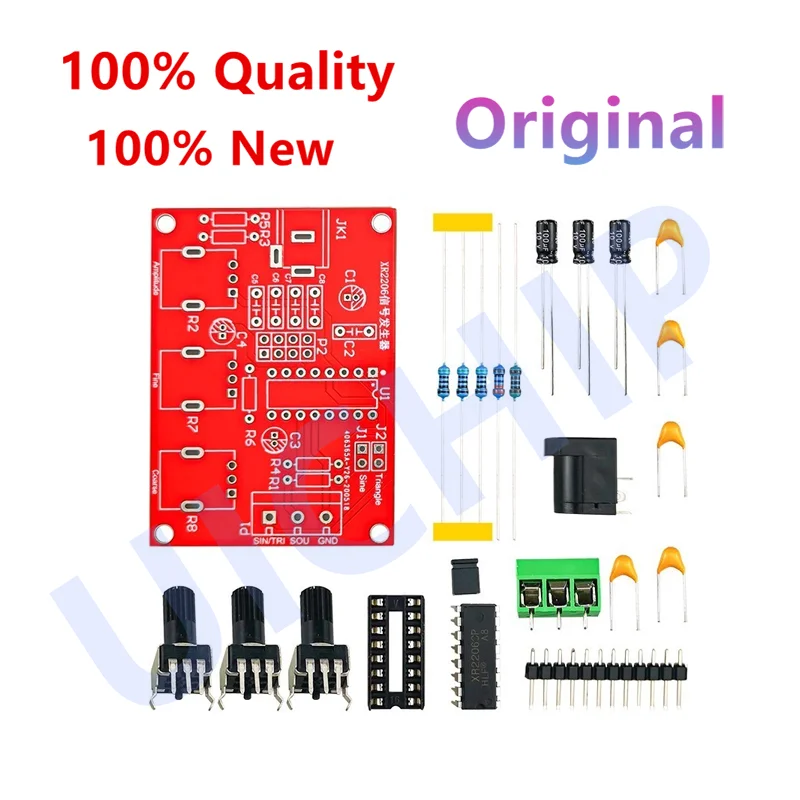 Function Signal Generator DIY Kit Sine/Triangle/Square Output 1Hz-1MHz Signal Generator Adjustable Frequency Amplitude XR2206