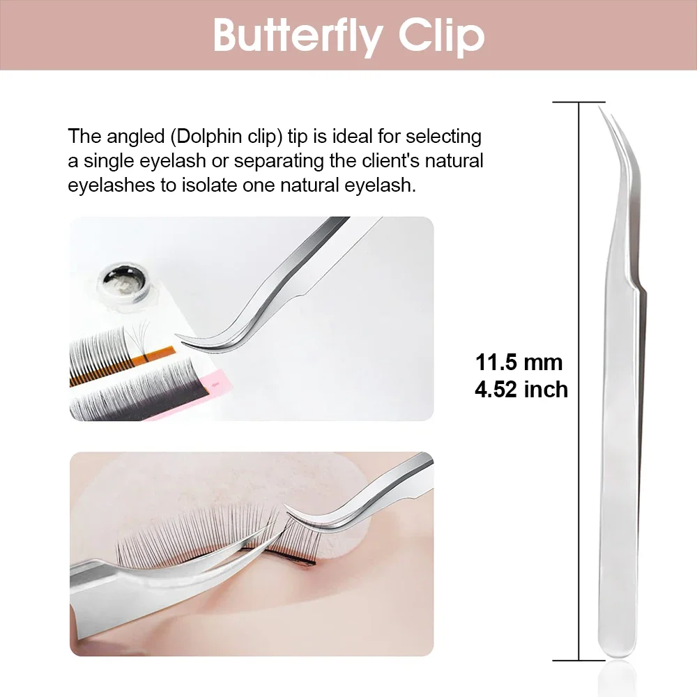 MASSCAKU 3D Volume Curved Strip Eyelash Tweezers Clip Individual False Eyelash Extensions Tweezers for Grafting Makeup Tools