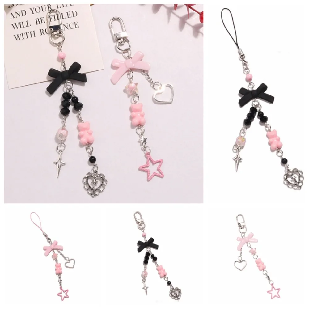 Beer Y 2K Telefoon Hanger Telefoon Sieraden Love Gothic Stijl Mobiele Sleutelhanger Lanyard Bow Key Cord Mobiele Telefoon Band Sieraden Cadeau