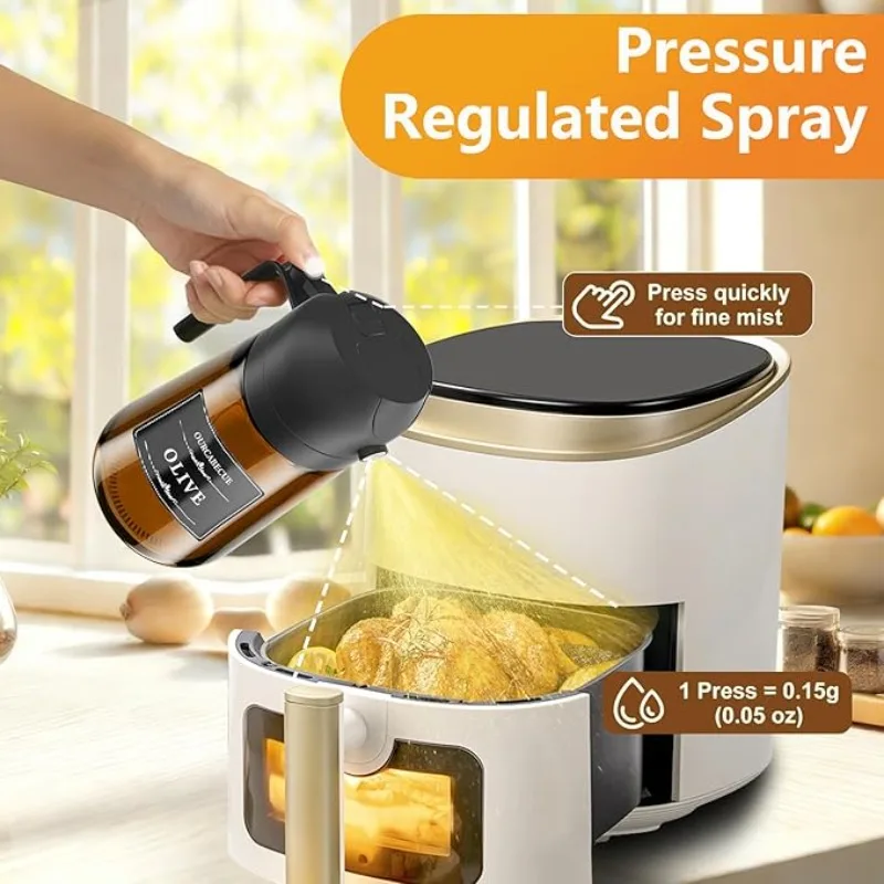 2 in 1 Olive Oil Sprayer for Cooking Light-Proof Oil Dispenser for Kitchen Oil-proof Spray Bottle for Air Fryer Salad Barbecue