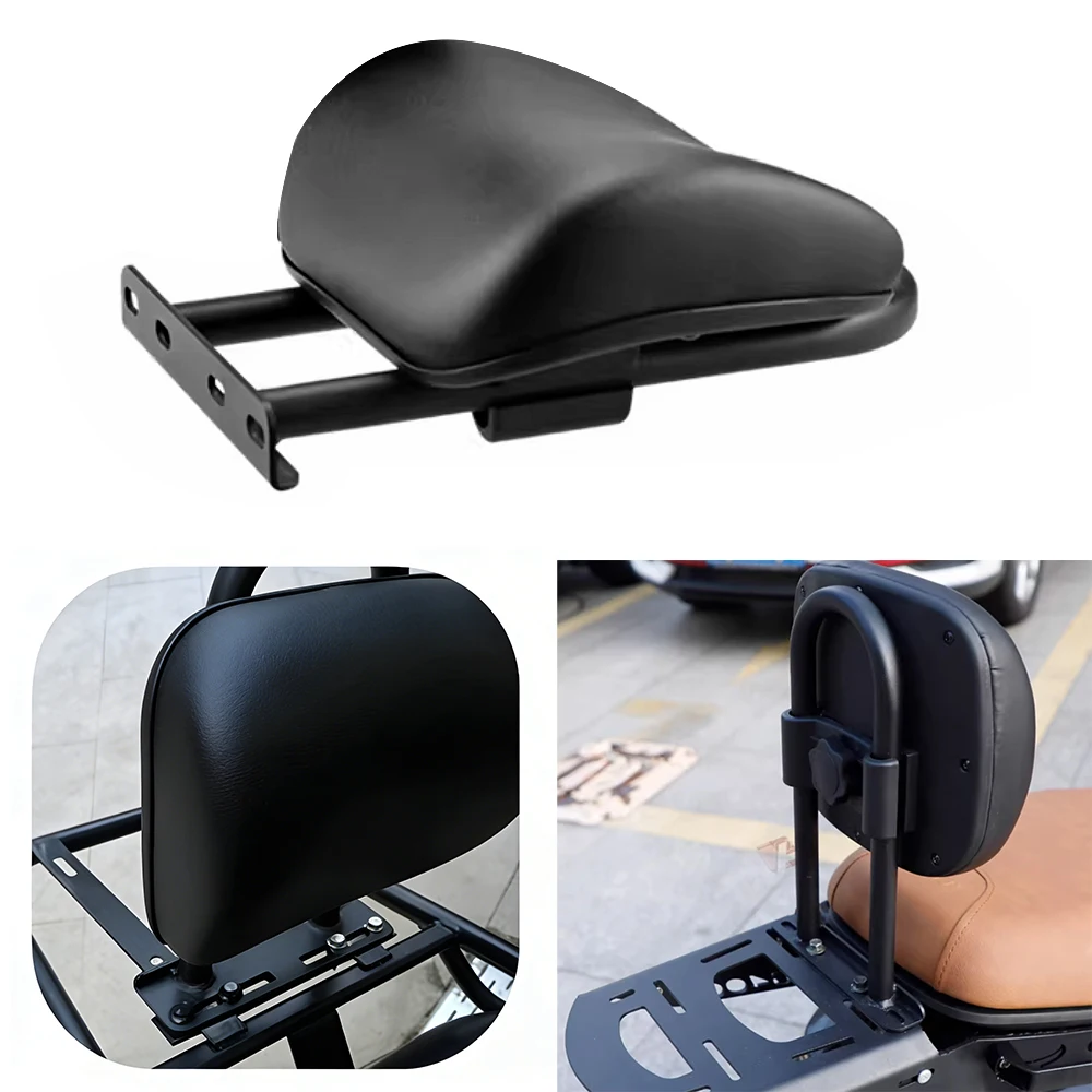 Adjustable Motorcycle Rear Backrest in Soft PU Leather Material Compatible with Hole Spacing of 6.5cm-7.5cm/ 15.5cm-16.5cm chair