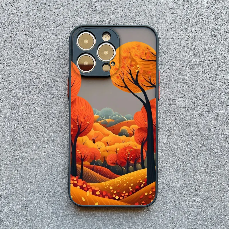 Blätter Herbst Waldhaus Handyhülle für iPhone 17 16 12 13 Mini 11 14 15 Plus Pro Max X XS XR 7 8 Schutzhülle – Detail 5