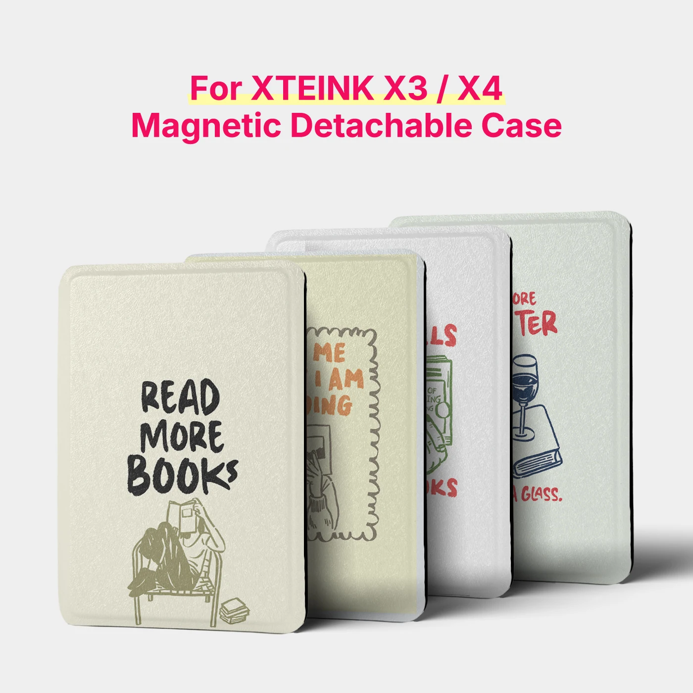 Murmole Handgezeichnete Illustration, magnetische Hülle, passend für XTEINK X3 X4, abnehmbare TPU-Schutzhülle mit transparenter Rückseite