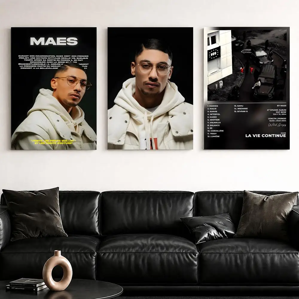 Singer Album M_Maes Framed Wall Painting Ready to Hang Canvas Poster for Bedroom Living Room Hallway Home Decor Gift