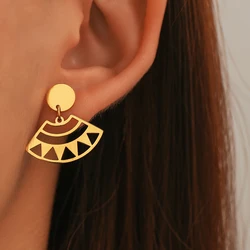 Stainless Steel Earrings New Popular Geometric Pendant Korean Trendy Personality Creative Dangle Earrings For Women Jewelry Gift