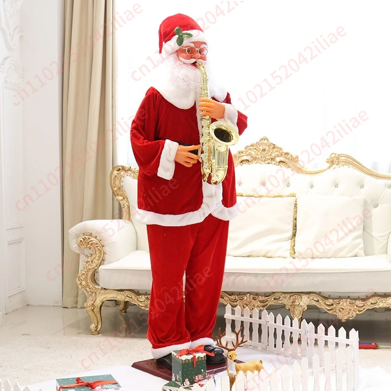 1.8 Meters Rocking Santa Claus, Music Playing Saxophone Welcome Electric Christmas Decorations