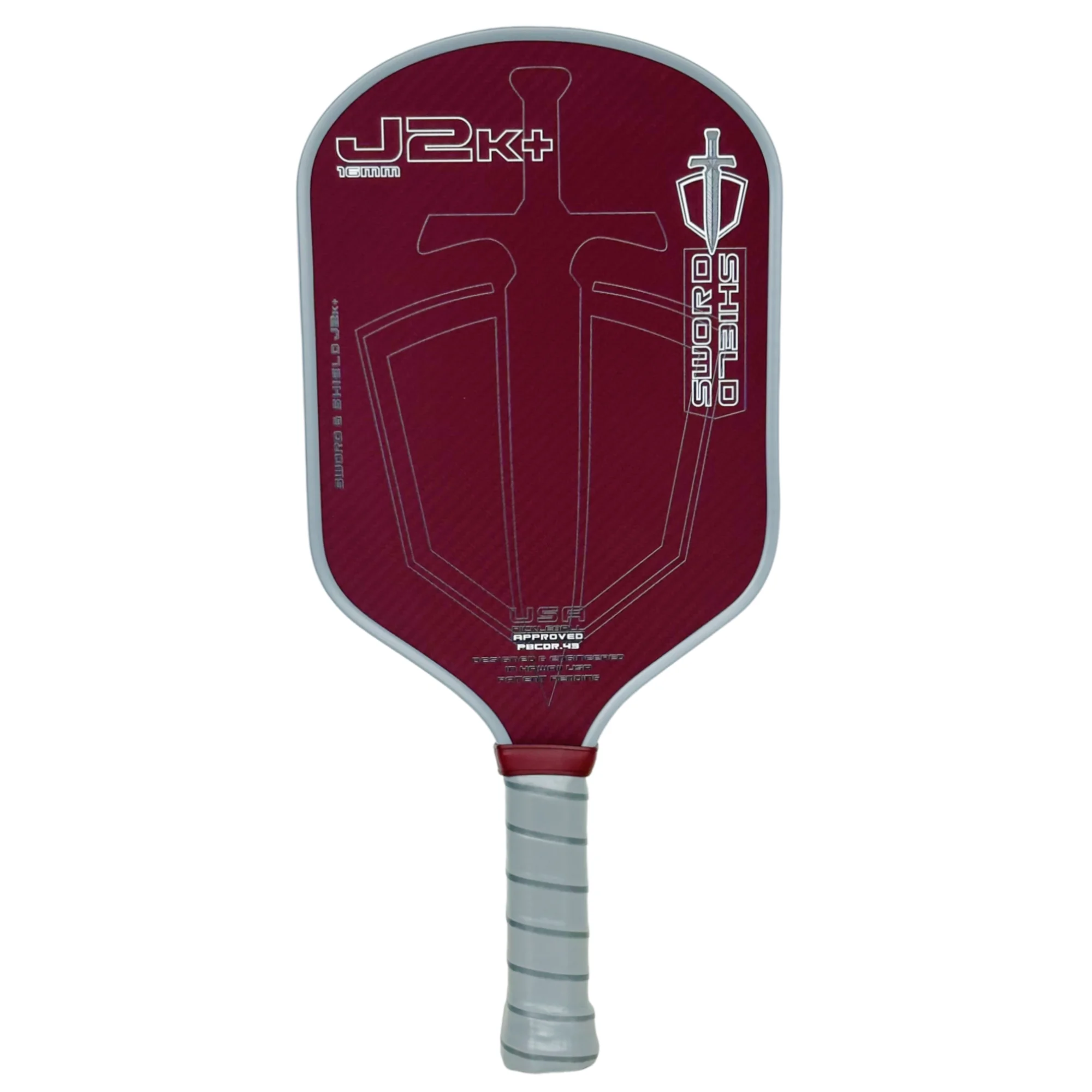 SWORD&SHIELD J2K+ مجداف كرة بيكلبول من ألياف الأراميد، قلب بوليمر على شكل قرص العسل، بقعة حلوة كبيرة، سمك 16 مم، سطح محكم