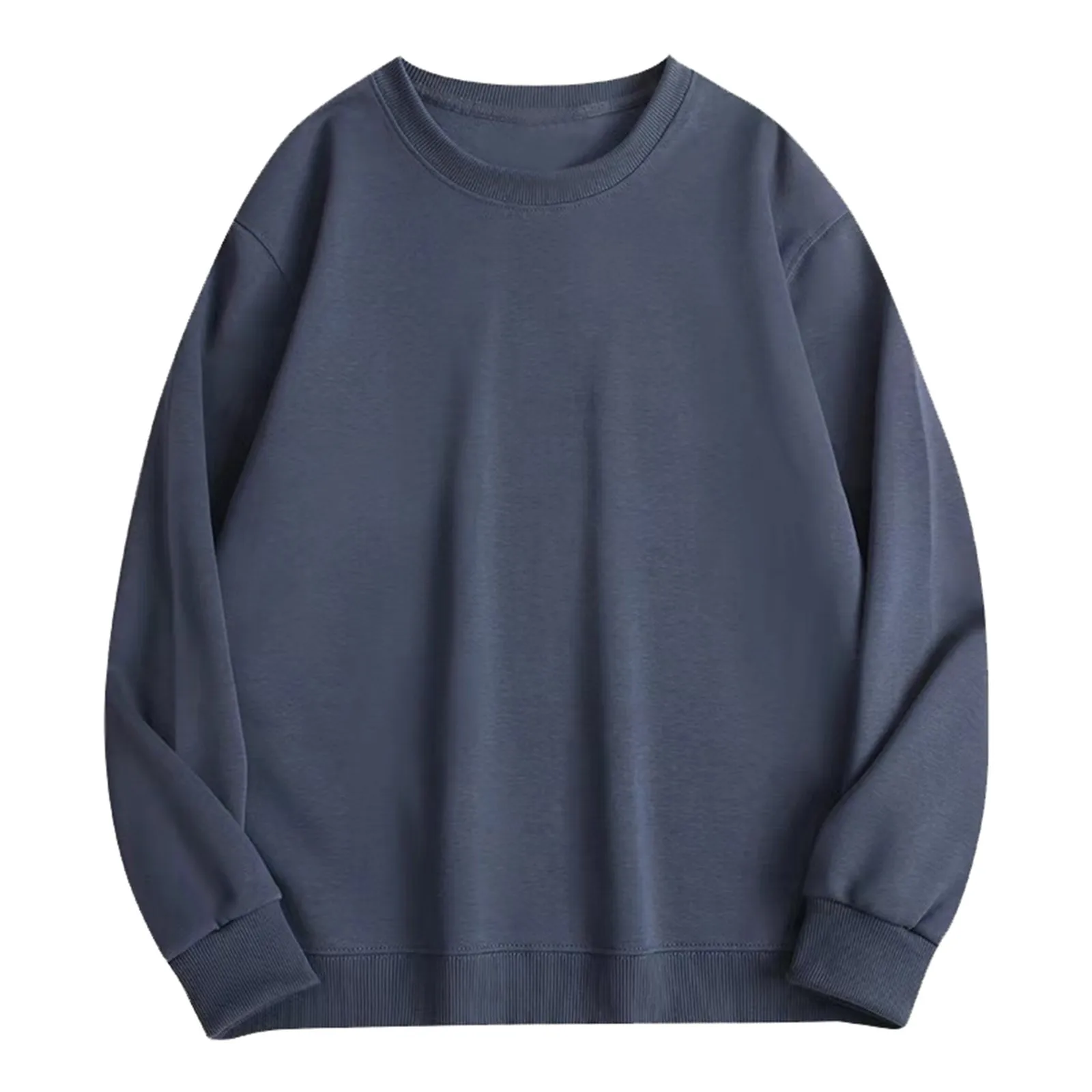 Men's Long Sleeve Sweatshirt Casual Solid Holiday Pullover Tops Cropped Sweatshirts for Men