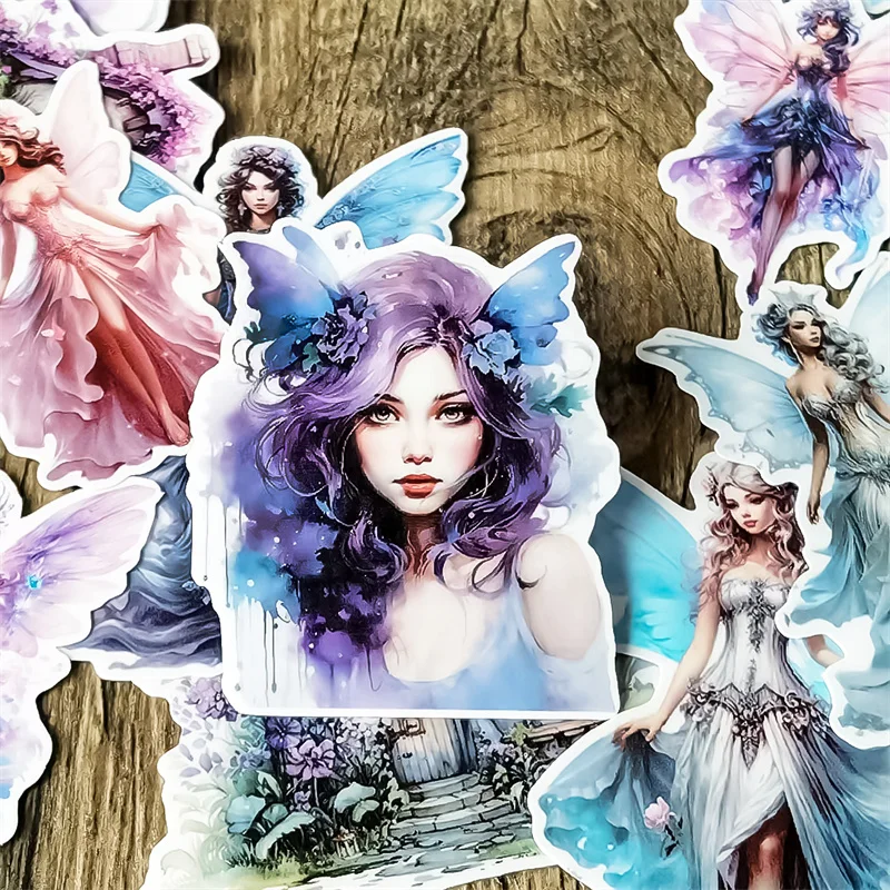 Stickers Watercolor Magic Forest Purple Elf Fairy Stickers DIY Scrapbook Diary  Project Decoration  Vintage Scrapbooking