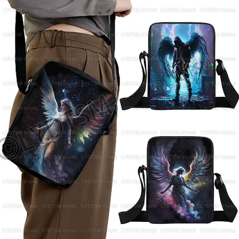 Sad Fallen Angel Wing Print Crossbody Bag Gothic Girl Women Handbag Student Bookbags Phone Wallet Holder Messenger Bags Gift
