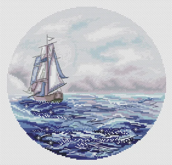 DIY needle work 14-sailing boats on the sea 34-33 Cross Stitch Set Counted Cross Stitch Kit  28ct 14ct 32ct Metallic aida