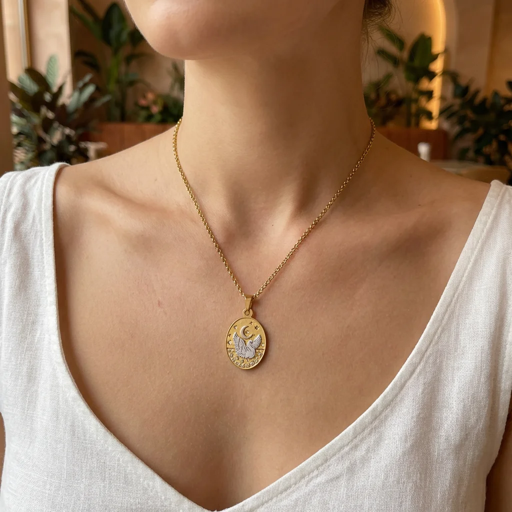 18K Vergoldete Edelstahl Vintage Ovale Anhänger-Halskette mit Emaille-Schmetterling und Libellen-Charm, Zierlicher Schmuck, Geschenk für Frauen – Detail 3