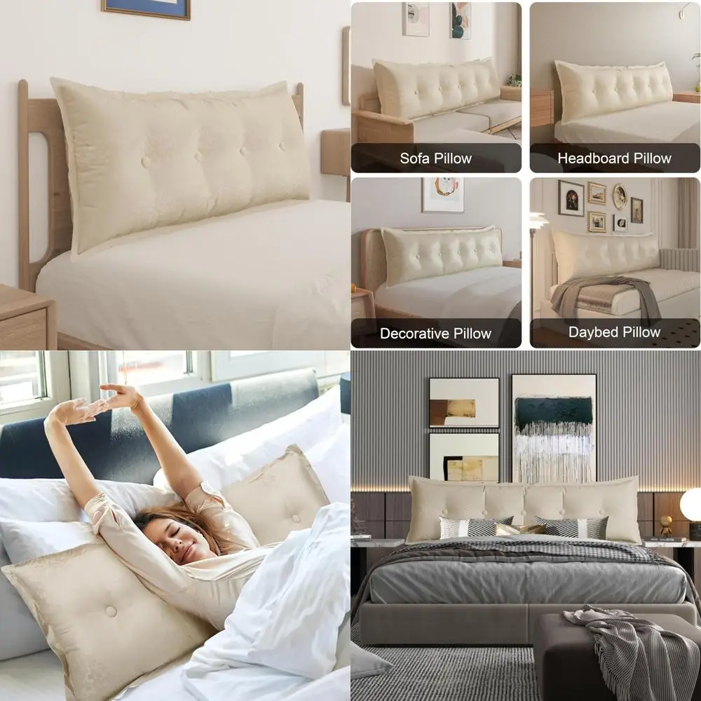 

Rectangular Bolster Pillow for Bed and Daybed - Full Size Back Support Pillow for Sitting and Comfort