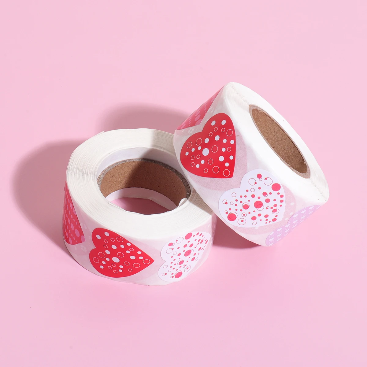 Valentine's Day Heart Stickers, 500 Pcs per Roll, 1 Inch Pink Red Self-Adhesive for Gift Wrapping,Envelope Sealing, DIY Crafts