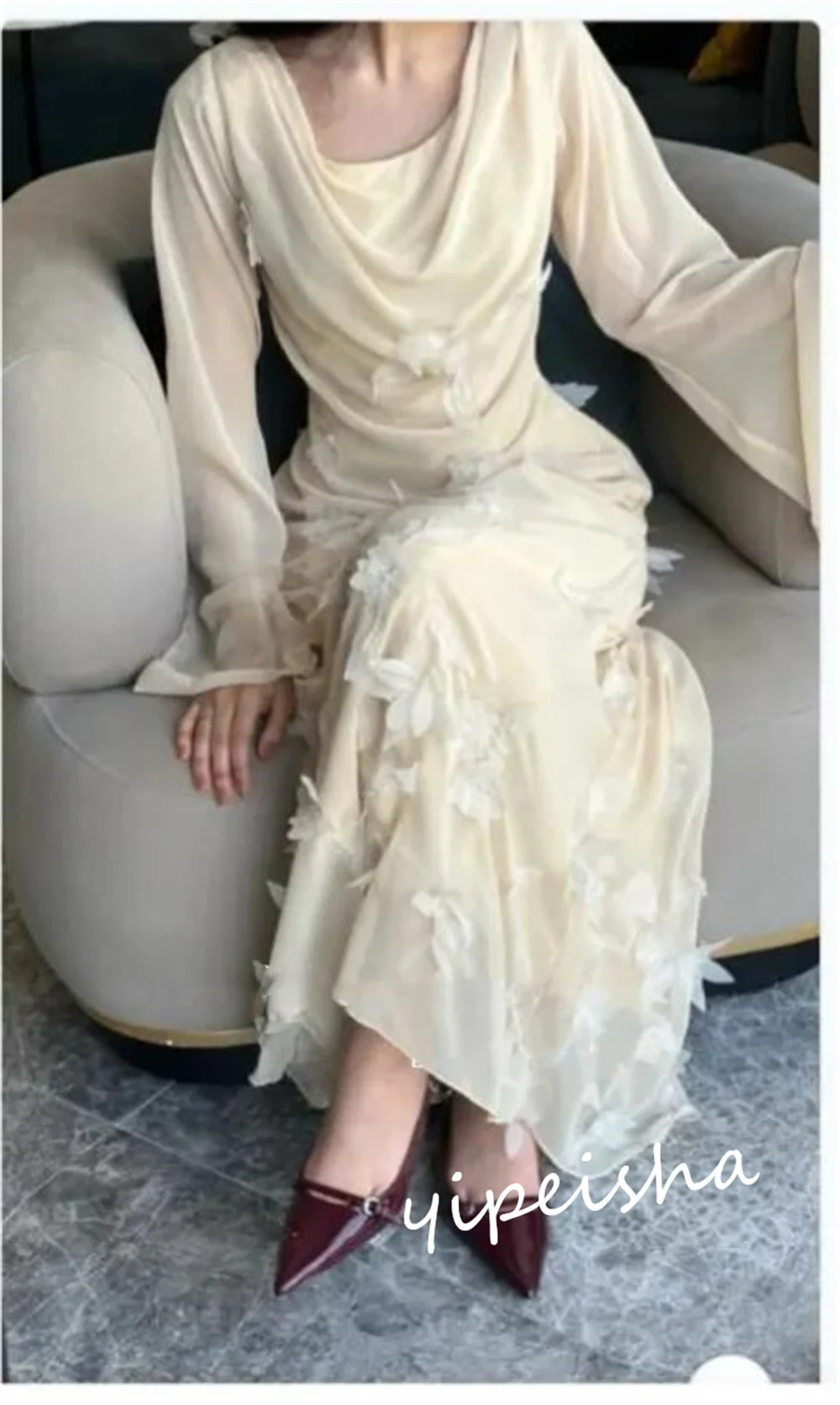 Ballkleid Saudi-Arabien Abschluss ball Chiffon Applikation Valentinstag A-Linie O-Ausschnitt maßge schneiderte Anlass Kleid Midi Kleider