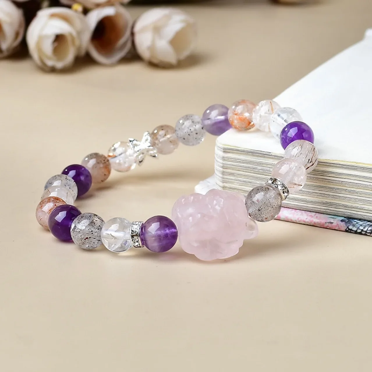 

Super Seven Crystal Powder Crystal Nine-tailed Fox Bracelet Ladies Lucky Fashion Light Luxury Bracelet, Gift