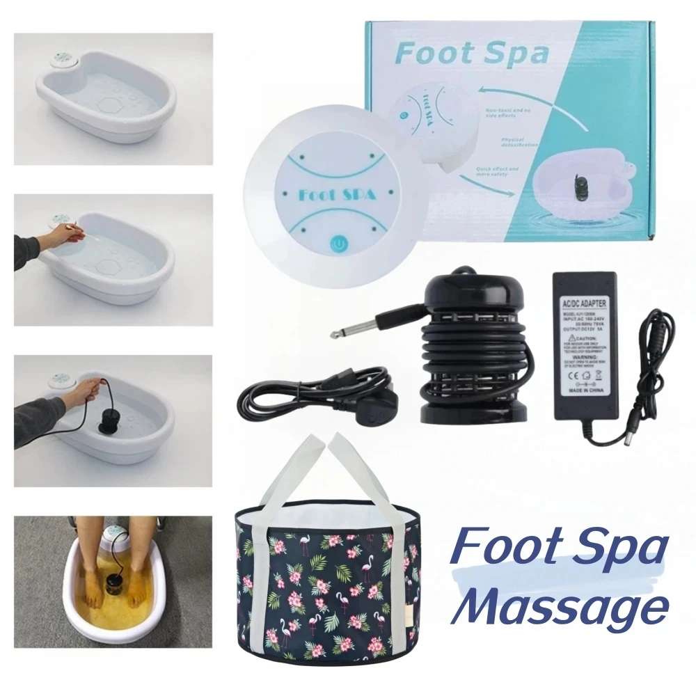 Detox Ionic Foot Spa Bath Massage Machine Cell Ionic Cleanse Device Electric Vortex Care Array Footspa Massager Promote Health