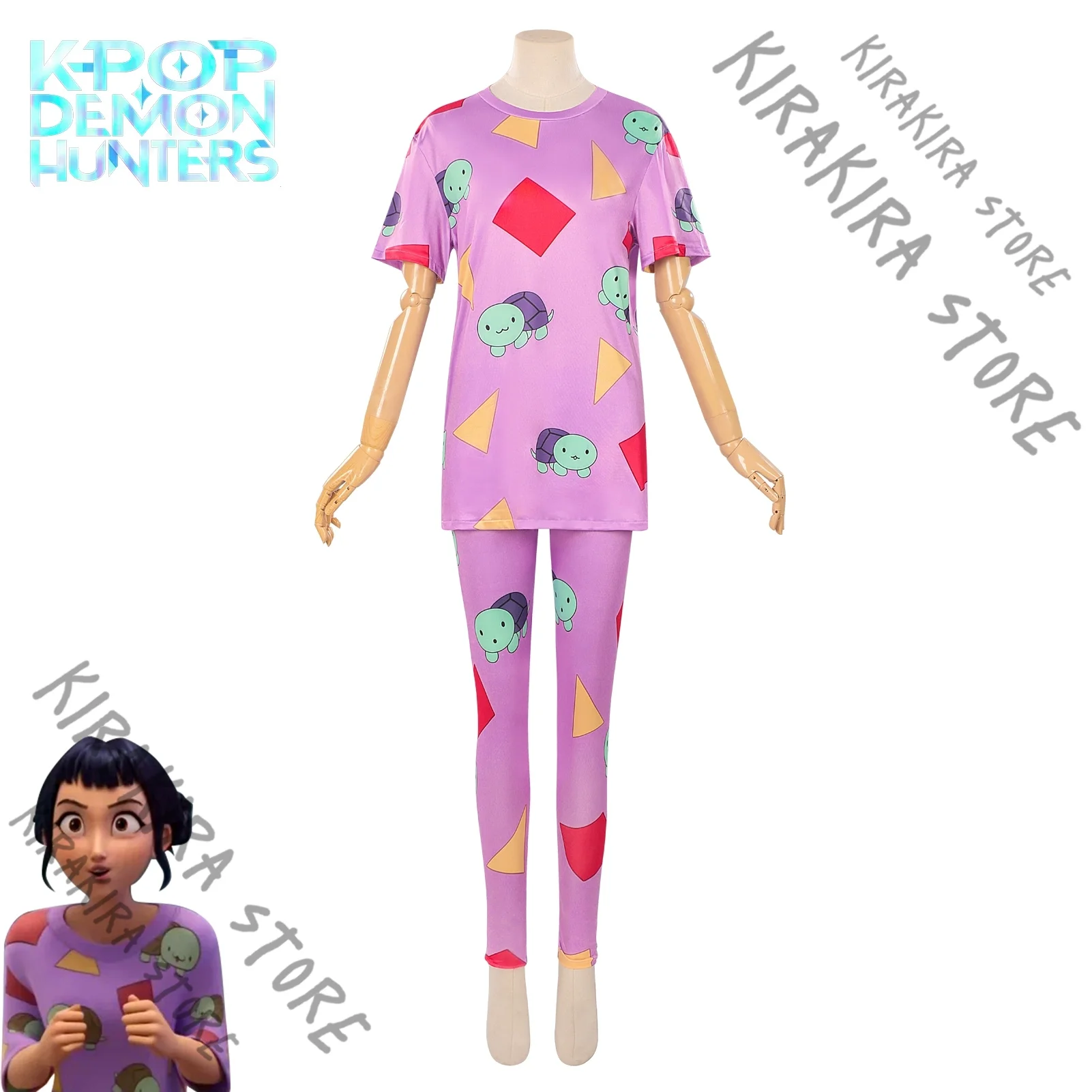 

KPop Demon Hunters Zoey Clothes Purple pajamas Party Cosplay Props Costume ParadeShort Sleeve Ornaments Hallowmas Girl