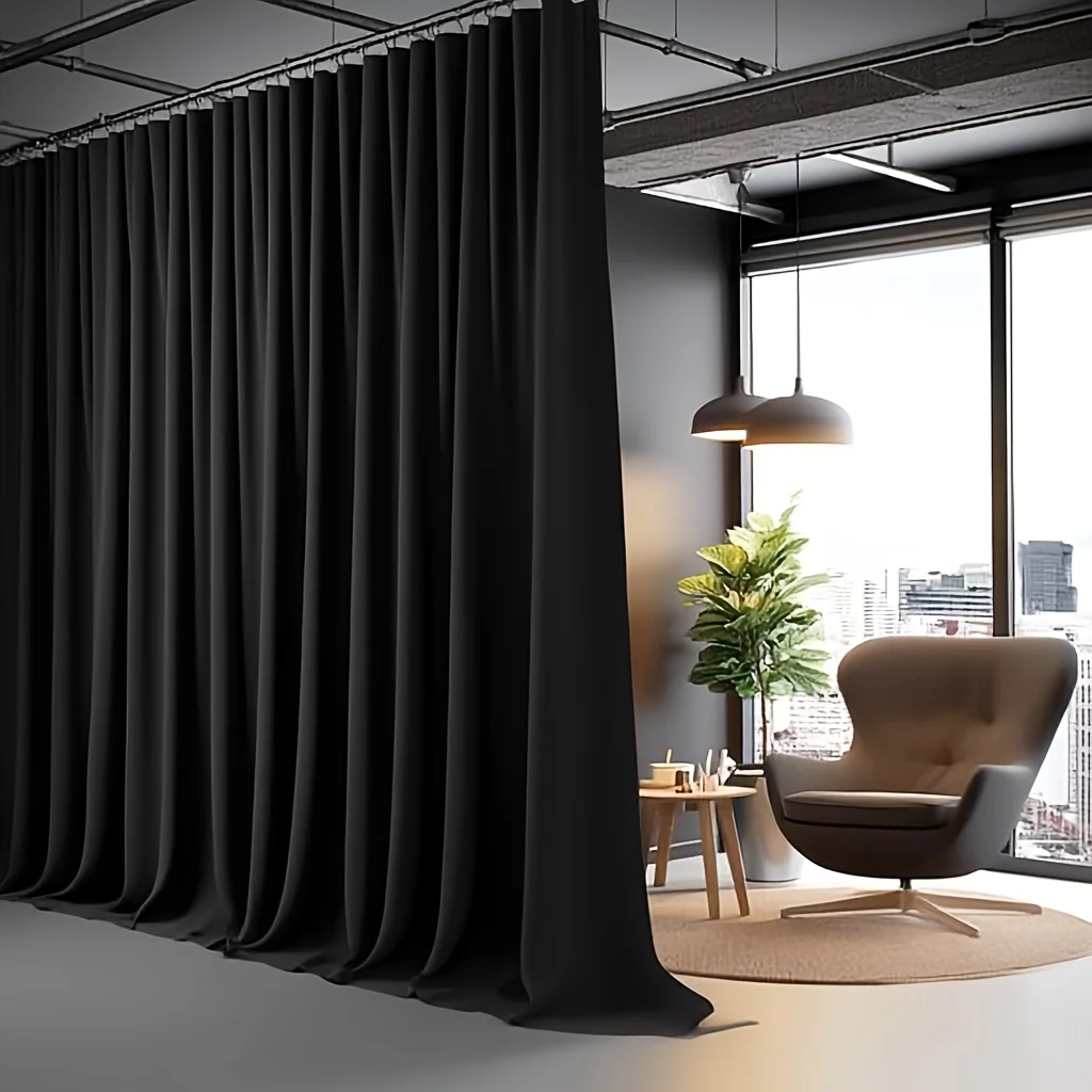 Blackout Room Divider Curtains, Sliding Glass Doors Curtain for Privacy, Rod Pocket Blackout Curtains with Hooks for Bedroom view 2