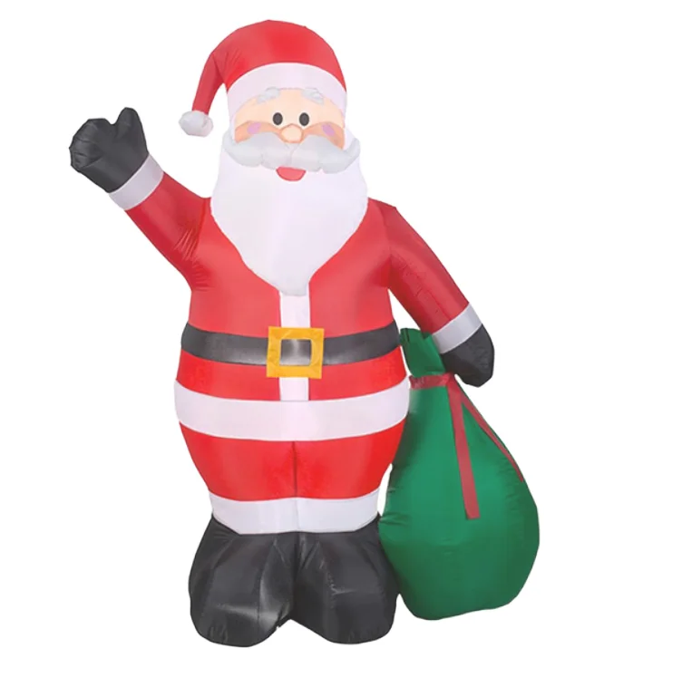 

Christmas Santa Claus Balloon Inflatable Doll with Built-In Fan Polyester Material Waterproof-Toy Decoration with Gifts
