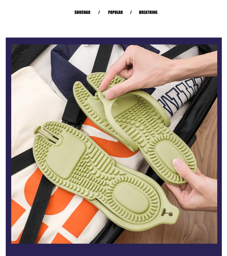 Heißer Verkauf Outdoor Reise Klapp Massage Hausschuhe Hotel Hausschuhe Neue männer Plattform Flip-Flops Badezimmer Hause Frauen Nicht-slip Rutsche – Detail 19
