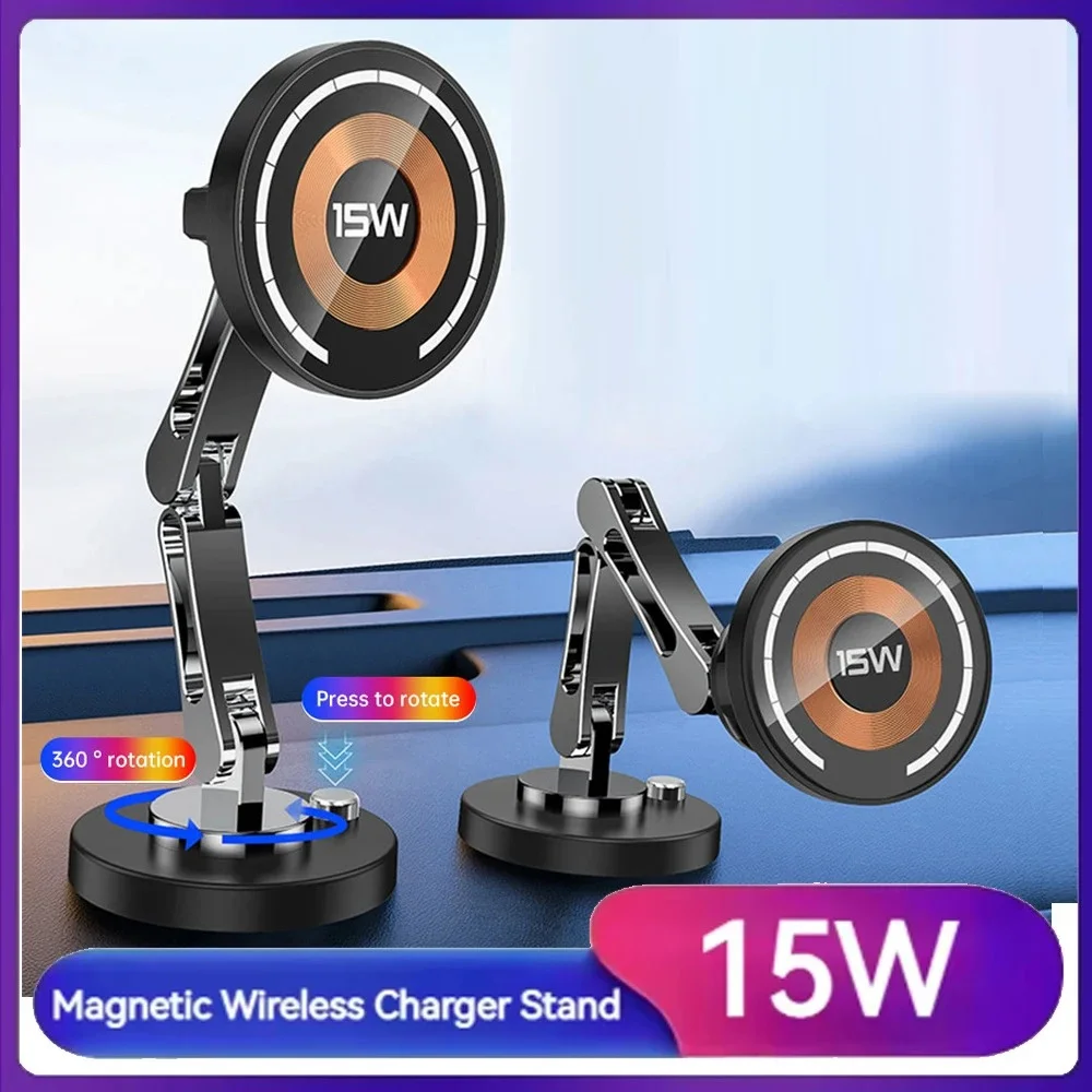 

Universal Magnetic Car Dashboard Phone Holder 15W Car Wireless Charger Fast Charging Dock Station For iPhone 15 14 13 12 Pro Max