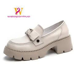 Loafers Women's Genuine Leather 2024 Spring New Women's Heightened British Style Small Leather Shoes Casual Versatilesingleshoes