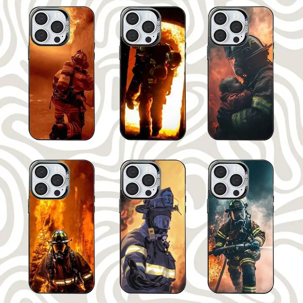 

Cool Fireman Phone Case For iPhone 16,15,14,13,12,11,Mini,Pro,SE,MAX Black Matte Shockproof Cover