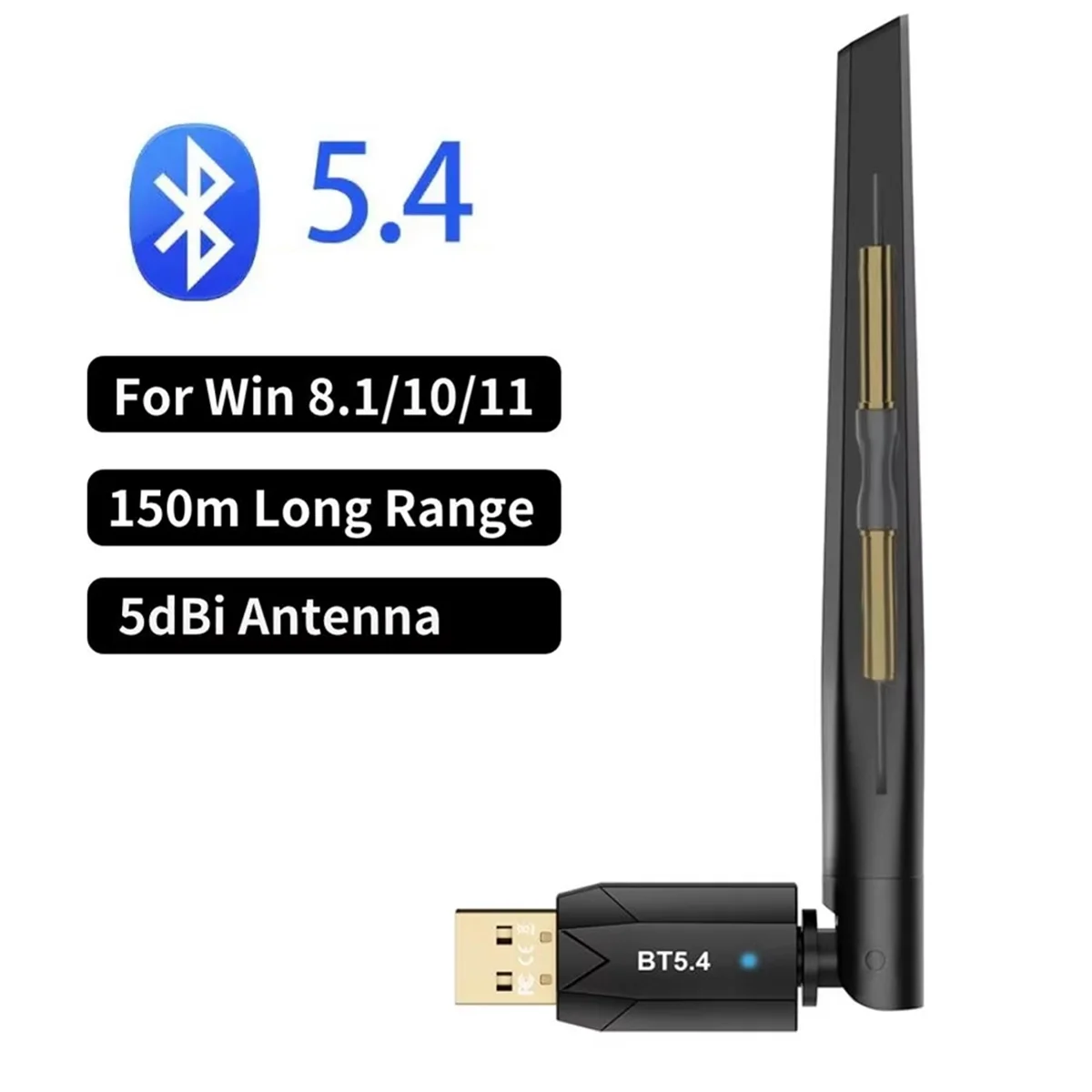 SCLS USB 블루투스 5.4 어댑터 PC 무선 마우스 키보드 음악 오디오 수신기 송신기 용 150M 무선 블루투스 동글