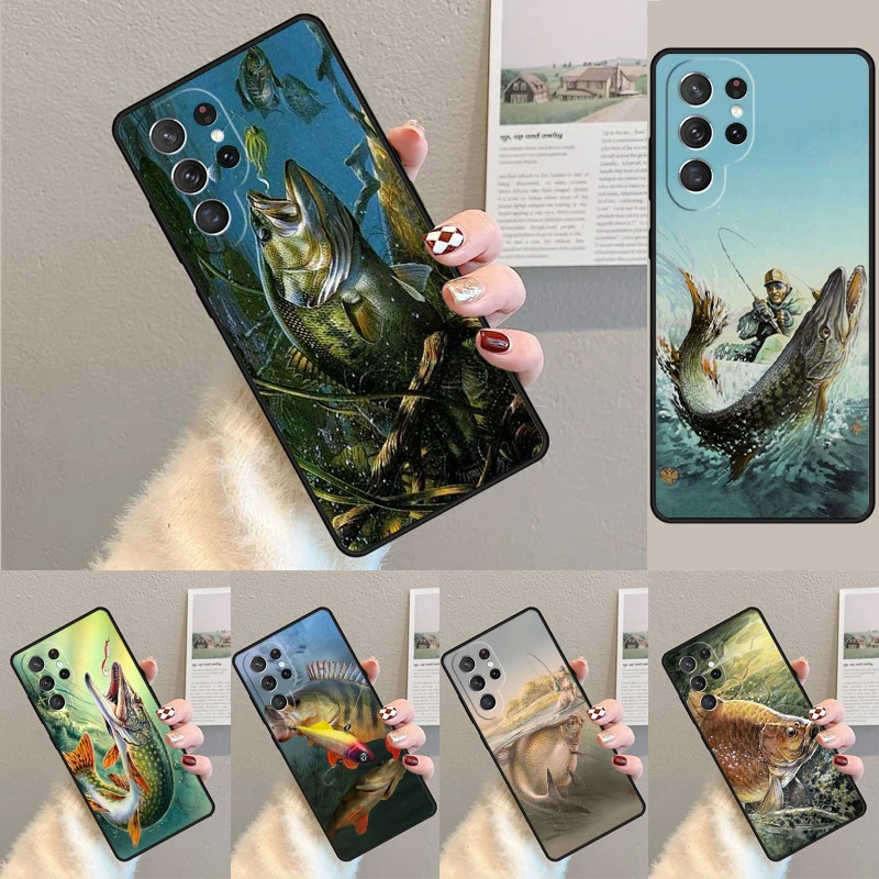 Cover For Samsung Galaxy S24 Ultra S21 S22 S8 S9 S10E Note 10 20 Plus FE S23 Fishing Painting Phone case Coque