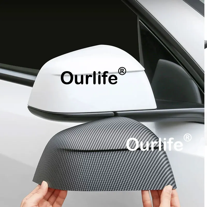 For Tesla Model YL 2026 2027 Carbon Fiber Look ABS Mirror Decorative Car Side Mirror Protective Cap Modification Accessories view 2