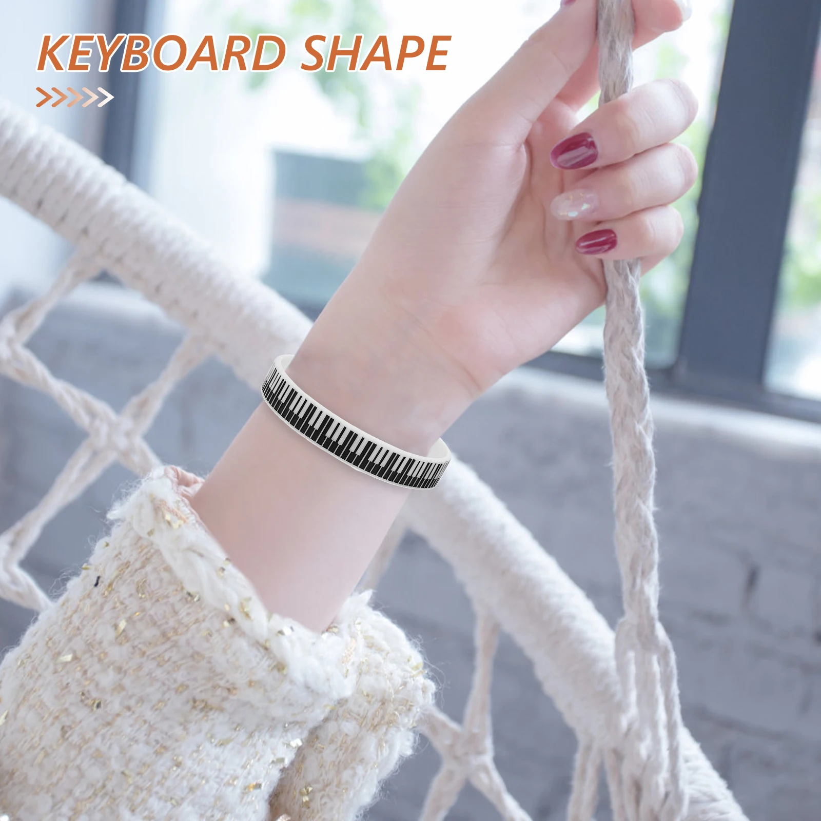 

12 Pcs Piano Key Silicone Wristbands Music Party Favors Stretchy Bracelets for Concerts Daily Wear Unique Gift Piano