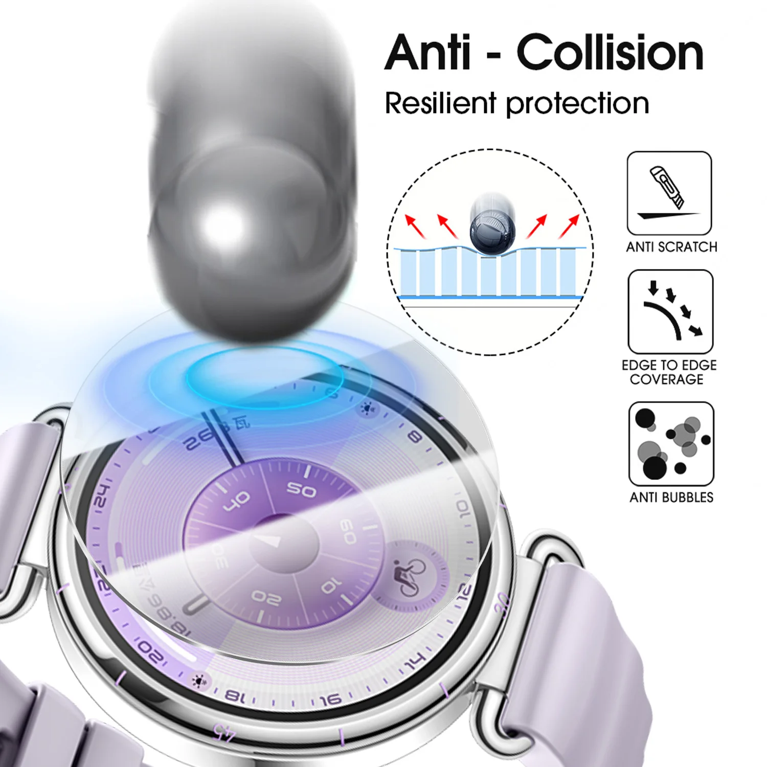 Facile installazione con allineamento automatico in vetro temperato per Huawei Watch GT6 41mm 46mm HD Proteggi schermo trasparente per Huawei GT6