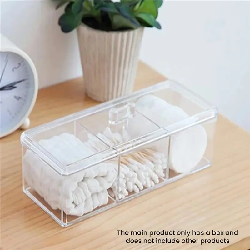 【RECOMMEND】For Home,For Bathroom For Bedroom Minimalist Clear 3 Grids Cosmetics Container, 1Pc Cosmetics Storage Box Collection