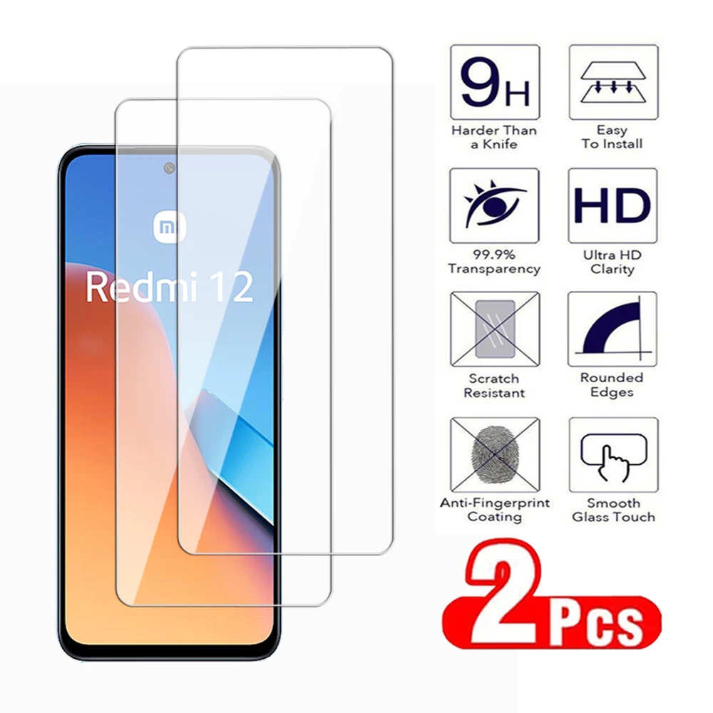 2Pcs Protector For xiaomi Redmi Note 13 12 Pro Plus 4G 5G Tempered Glass For Redmi 12S 12C 12T 13C Pro 4G 5G Screen glass Film