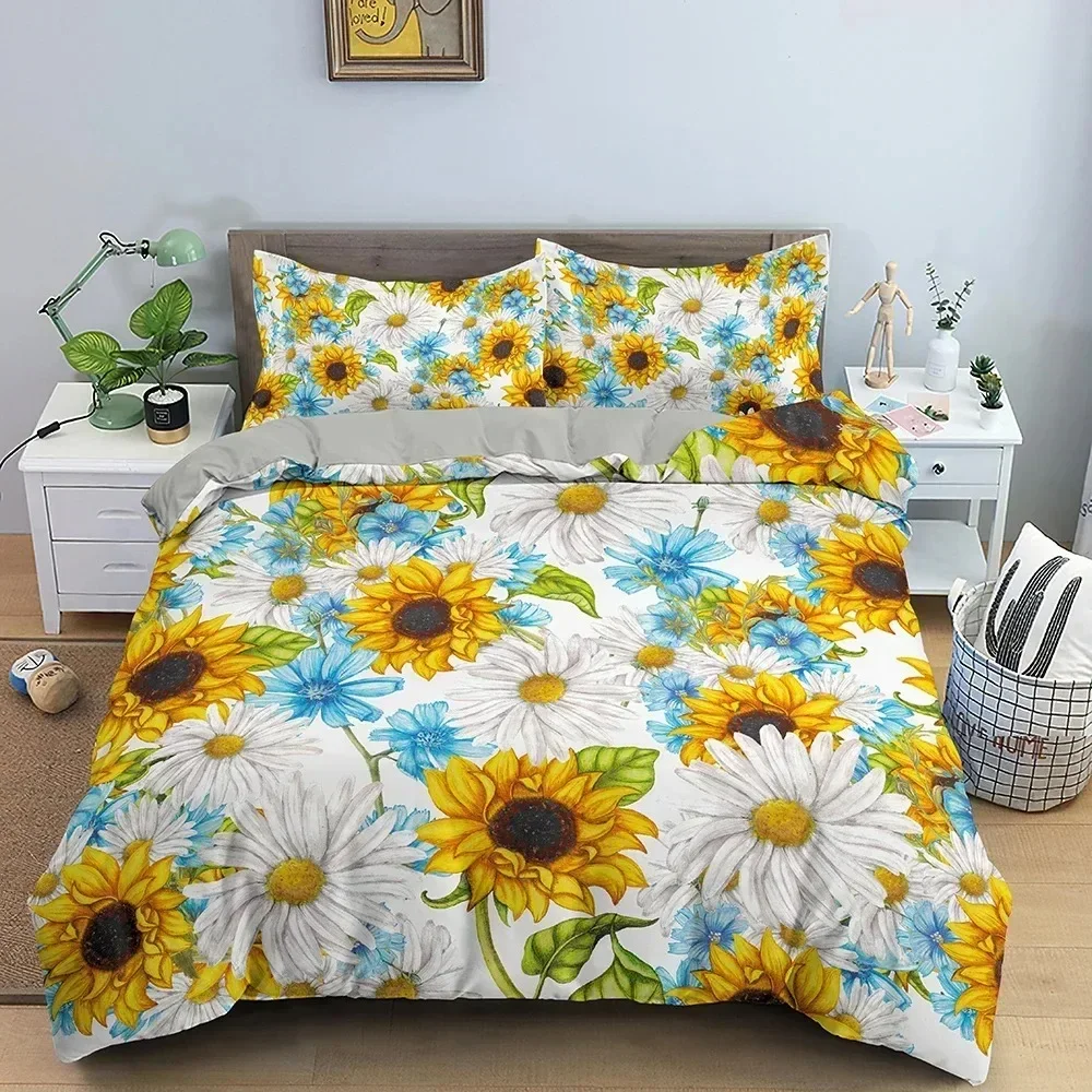 

Beautiful Floral Flowers Bedding Set Duvet Cover Sheet Printed Bed Set Pillowcase Bed Full Queen King Size Comforter Bedroom